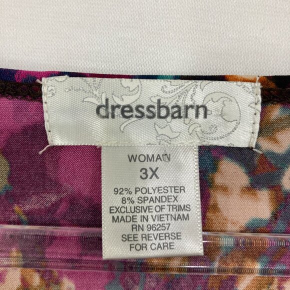 Dressbarn size 3X Multi Color Abstract Cowl Neck Short Sleeve Stretch Comfy Top - Picture 2 of 8